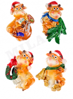 Магнит (4*6см), Праздничный бык, Микс, 1 шт. 