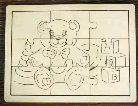 Заготовка для творчества.Пазлы "Мишка" (19*15*0,6) Фанера 3мм, неокраш.,1 шт.