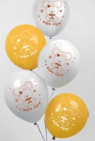 Шар (12"/30см) С Новым годом, мышка, пастель, 25 шт.