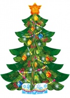 Плакат ёлка (23см), Новогодняя настольная, 1 шт.