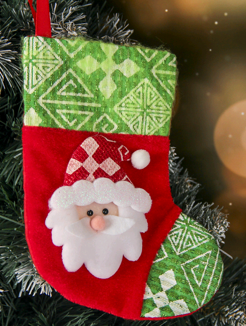 Носок для подарков (13*17,5см), "Ночь перед Рождеством", дед мороз, 1 шт.