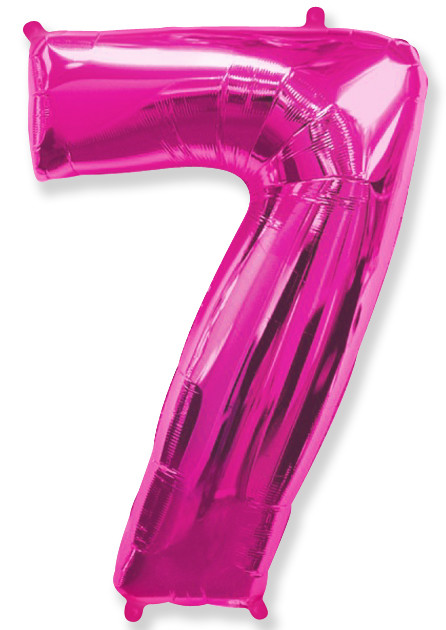 Шар (40''/102см) Цифра, "7", Фуше, в упаковке, 1 шт.