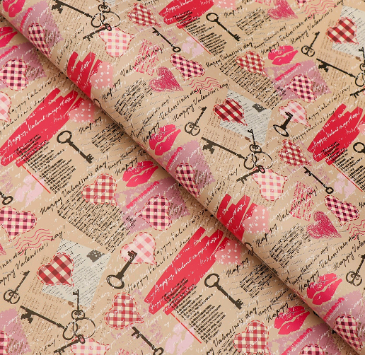 Бумага крафт (50*70см), Ключ к сердцу, 5 шт.