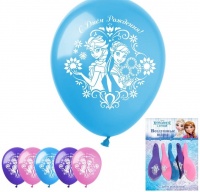 Шар (12"/30см) С Днем Рождения, Холодное сердце, пастель, 5 шт.