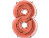 Шар (40"/102см) Цифра, "8", Розовое золото, в упаковке, 1 шт.