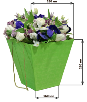 Коробка для цветов (16х28х28см), зеленая, 1 шт.