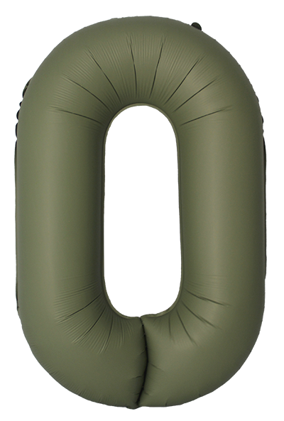 Шар (40''/102см) Цифра, 0 Slim, Оливковый, Матовый, 1 шт. в уп.