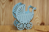 Подарочная упаковка (27*15*33,5см), Коляска, МДФ 3мм, окрашен., Голубой пастель, 1 шт.