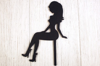 Топпер "Девушка" №1 (13*18,5) МДФ 3мм, окрашен., Черный, 1 шт.