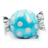 1 Шар (24''/61см) Фигура, Конфета, Белые точки, Синий, 1 шт.