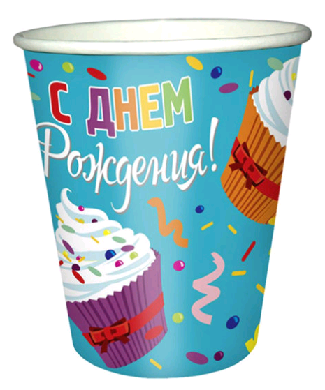 Стаканы бумажные (200 мл), Капкейки, 6 шт.
