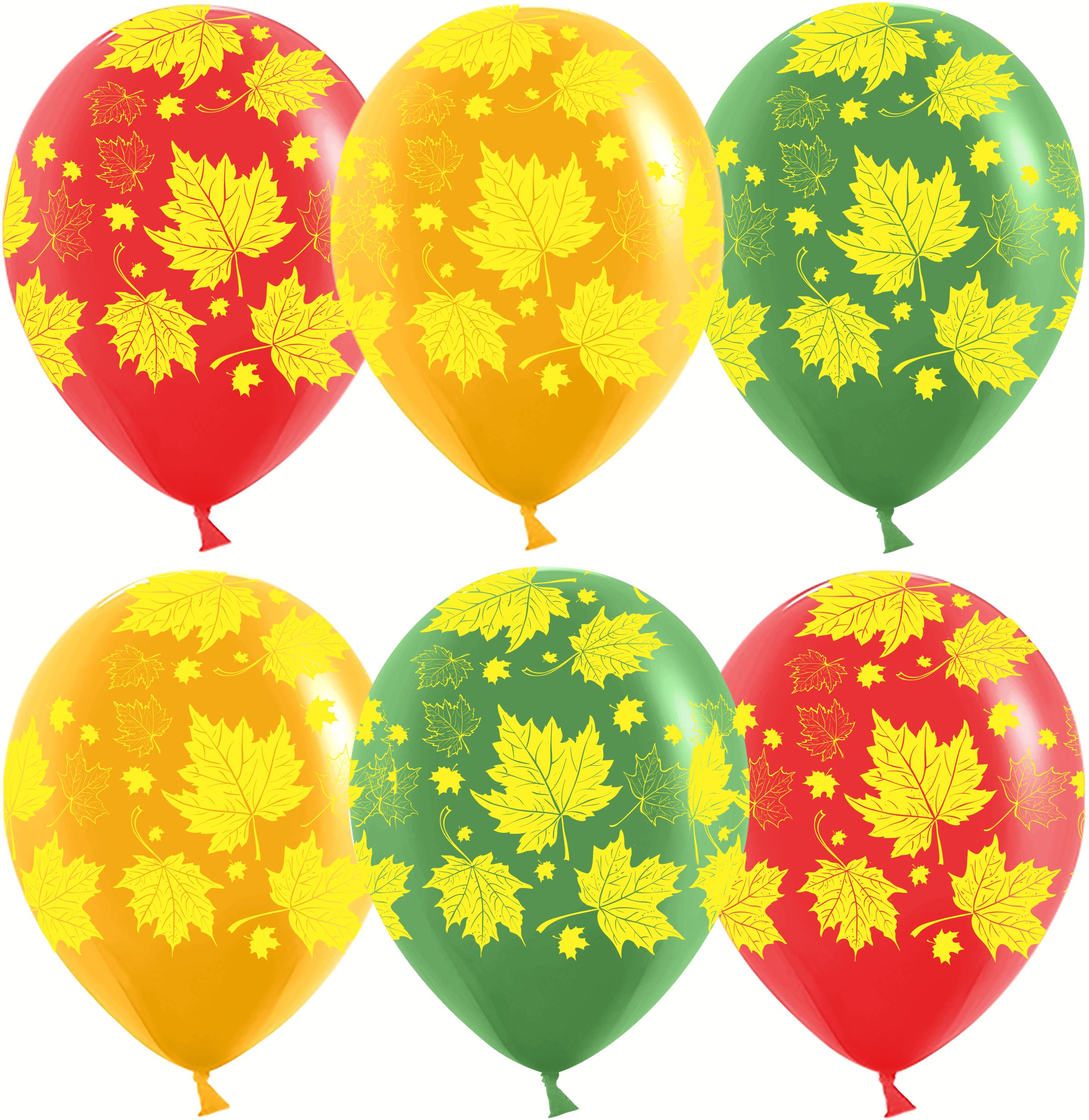 Шар (12''/30см) Яркие листья, Ассорти, пастель, 5 ст, 25 шт.