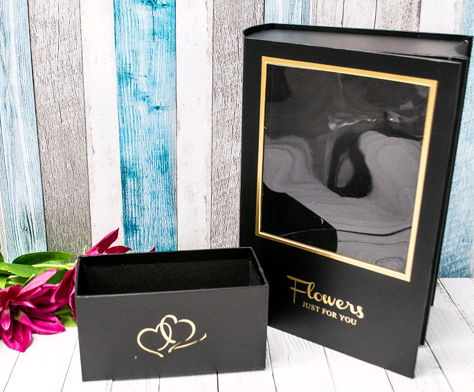 Коробка под цветы (28,5*19*9 см), черная, 1 шт.