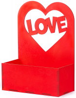 Декоративный ящик (24*12*32см), Любовь, Красный, 1 шт.
