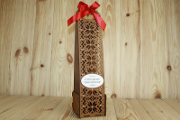 Подарочная упаковка для шампанского (11*11*42см), Норвежская, МДФ 3мм, окрашен. Дуб-красный, 1 шт.