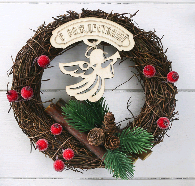 Венок рождественский (16х16см), «Ангелочек», 1 шт.