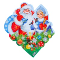 Плакат вырубной (25,3*23см), Дед Мороз и снегурочка, 1 шт.