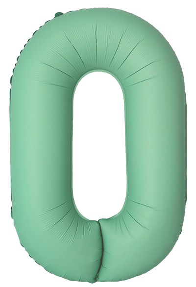 Шар (40''/102см) Цифра, 0 Slim, Мятный, Матовый, 1 шт. в уп.