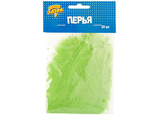 Перья декоративные (10см), зеленые, 30 шт.