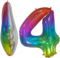 Шар (34''/86см) Цифра, 4, Мармеладный леденец, Градиент, в упаковке 1 шт.