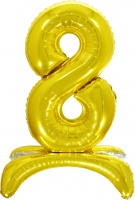 Шар (32''/81 см) Цифра, 8 на подставке, Золото, в упак., 1 шт. 