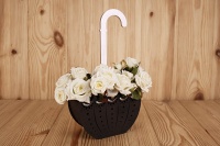 Подарочная упаковка (16*7,5*29) Зонтик, МДФ 3мм, окрашен., оформл., черный-серебро, 1 шт.