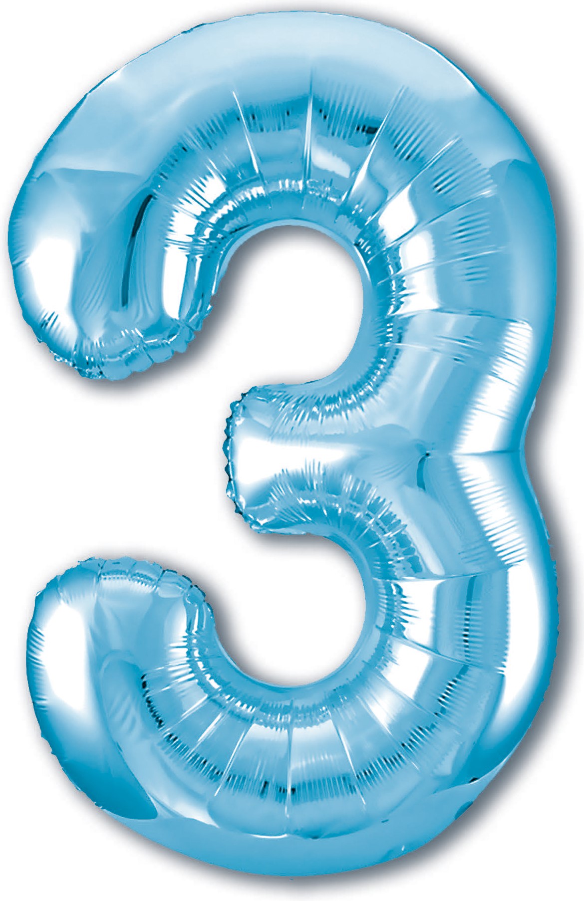 Шар (40''/102 см) Цифра, 3 Slim, Голубой, 1 шт. в упак.