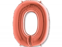 Шар (40"/102см) Цифра, "0", Розовое золото, в упаковке, 1 шт.
