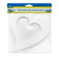 Фигура из пенопласта, (20см), Сердце, Вензель, Белый, 1 шт.