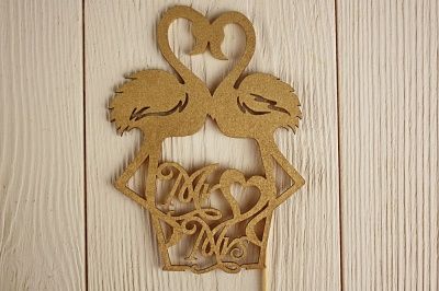 Топпер "Фламинго", МДФ 3мм, Золото, 1 шт.