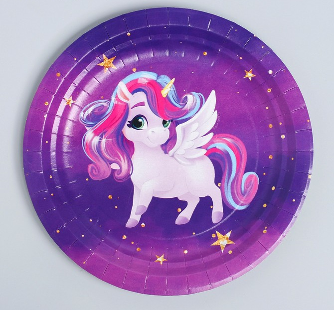 Тарелка бумажная (18см), "Милый единорог", 10 шт.