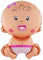 c02c4f05befc4844f188d42b2dc61b2f Шар (28''/71см) Фигура, Малышка девочка, Розовый, 1 шт.