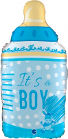 Безымянный Шар (29''/74 см) Фигура, Бутылочка для малыша мальчика, Голубой, 1 шт.