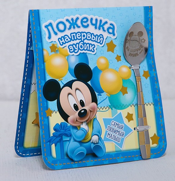 Ложечка детская "На первый зубик", Микки Маус, 2,3х11 см, 1шт.