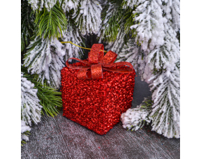 Ёлочная игрушка (6*8см), Подарок, Красный, 1 шт.