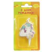 6067717 Свеча Цифра, 4, Единорог, 5см, 1шт.