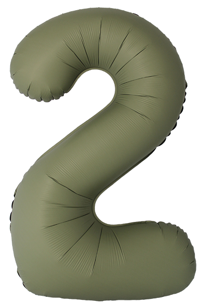 Шар (40''/102см) Цифра, 2 Slim, Оливковый, Матовый, 1 шт. в уп.