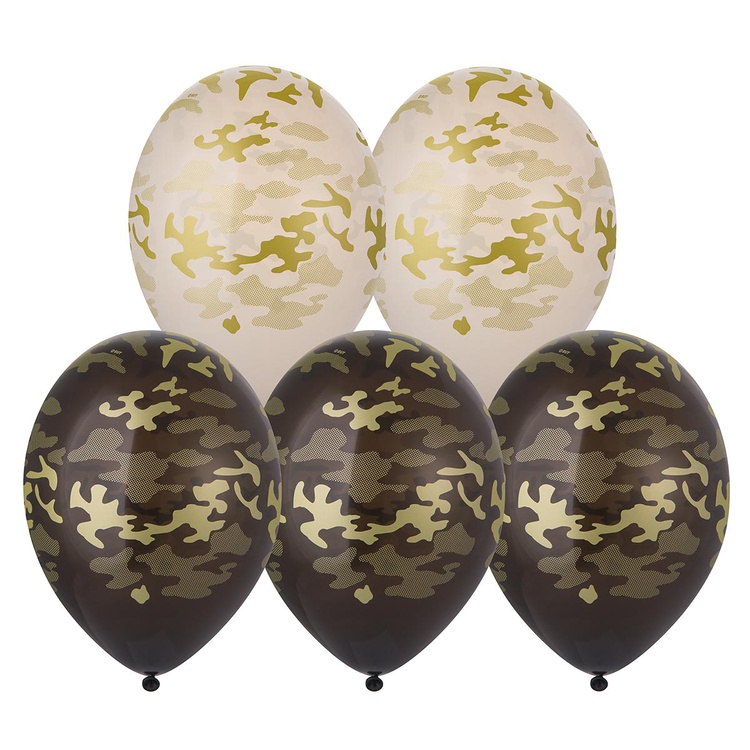 Шар (14"/35см) Камуфляж, Шелкография, Черно-бежевый, 25 шт.
