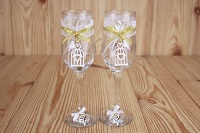 Бокалы ручной работы "Ренессанс" (6*6*20,5) Бокалы Тулип, оформл., Золото-белый, Уп-2 шт.