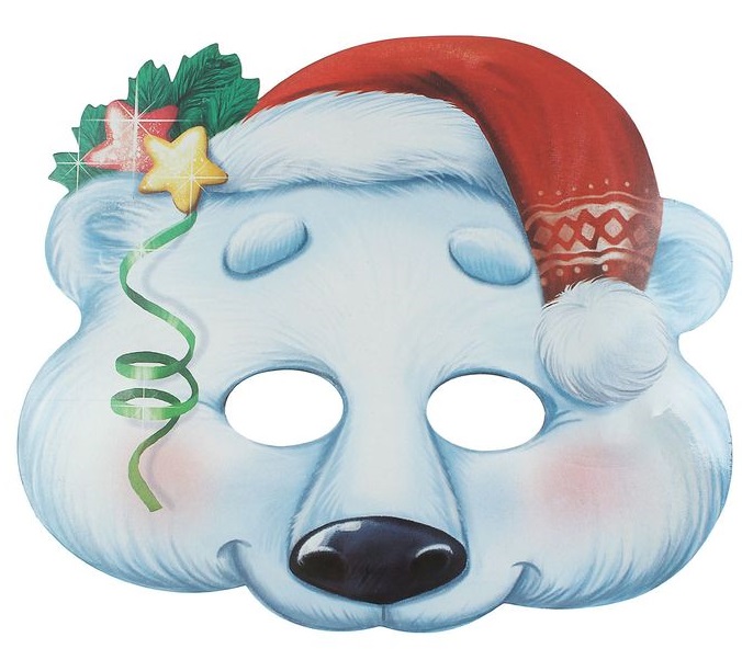 Маска карнавальная "Белый медведь", 27х22,5 см, 1шт.