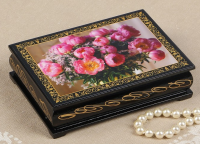 Шкатулка (10*14см), «Пионы», лаковая миниатюра, 1 шт