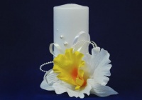 Свеча ручной работы "Орхидея любви", толстая (6.5х17см), Шампань, 1 шт.