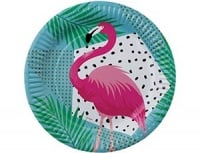 Тарелки бумажные Фламинго (23см), 6 шт.