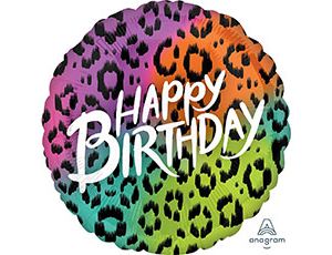 Шар (28"/71см) Круг, Радуга Леопардовый узор, 1 шт.