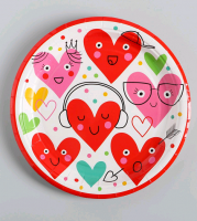 Тарелки бумажные (18 см), "Сердца", набор 10 шт.