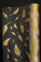 Органза (0,48*4,57м), Перья, золотой/белый, 1 шт.