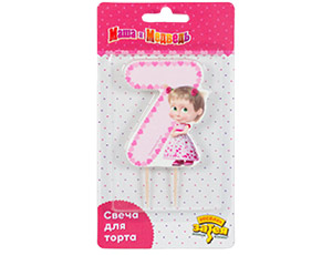 Свеча -цифра "7" Маша Сердца, 1 шт.