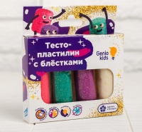 Набор для детской лепки «Тесто-пластилин 4 цвета с блёстками», 1 шт.