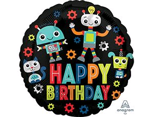 Шар (18"/45 см) Круг, HB Роботы, 1 шт.