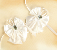 Бант-бабочка свадебный для декора (10 см), атласный, белый, микс, 2 шт.